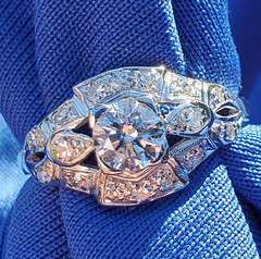 ORIGINAL EARTH MINED DIAMOND Deco Engagement Ring Antique Platinum Solitaire S 6