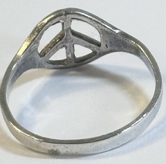 Vintage 925 Sterling Silver Peace Sign Ring Size 6 3/4