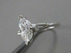 ESTATE 1.51CTW MARQUISE DIAMOND PLATINUM CLASSIC ENGAGEMENT RING EGL USA #18830