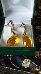 Vintage 1990s 14 Ct Rolled Gold Citrine Zircons Earrings – Hallmarked 585 !!