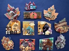 Vintage Jewelry Lot Lucinda Pin House Pin Autumn Clouds W/Face Scarecrow Turkey
