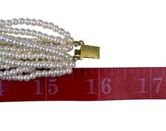 Multi-Strand Seed Pearl Necklace Green Carved Stone Centerpiece Gold Tone