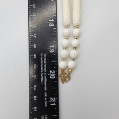 VTG Sarah Coventry Beaded Flapper Necklace White Lightweight Flower Retro 40″