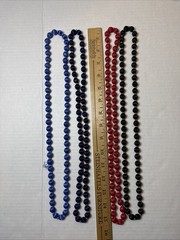 Beaded Necklaces Satin & Silk Vintage – Lot of 4 Red Black Dark Blue Light Blue