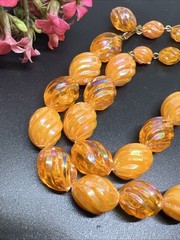 Vintage Orange Plastic Lucite Beaded 16” Necklace 6076