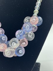 Cute Vintage Lucite Bubble Necklace Iridescent Pastel Pink & Blue