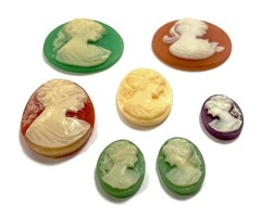 15 Vintage Resin Cameos (West German, Hong Kong, Japan) DIY Jewelry Crafting C82