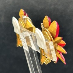 Vintage 80s 90s Stefanie Somers Red Rhinestone Clip On Earrings NOS