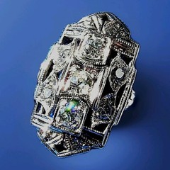 Original EARTH MINED DIAMOND Deco Engagement Ring Vintage Style 14K WHITE GOLD 6