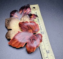 Vintage Enamel Leaf Brooch Gold Tone Autumn Botanical Statement Pin