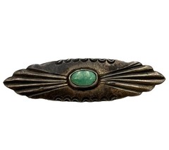 S Marked Sterling Silver 925 Oval Turquoise Sun Ray Cat’s Eye 2″ Brooch 5.8g