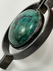 Vintage Israel Modernist Sterling Silver Eilat Stone Pendant 930 signed azurit