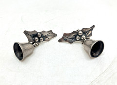 Vintage Screw-Back Taxco Holly Berry Bell Earrings