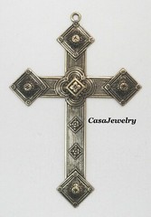 #1318 LARGE ANTIQUED GOLD CROSS W/TOP HANG RING – 1 Pc Lot