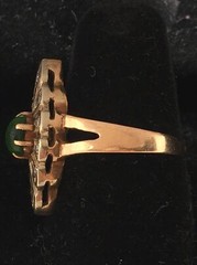 VINTAGE 14K (585) Two Tone Gold Tsavorite Garnet & Diamonds Ladies Ring 4.8gr.