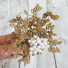 Vintage Exquisite Coral Brooch Pin Bead Lot Filigree Thailand Handmade Wire Bend