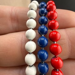 Vintage Necklace Bangle Bracelet Set Patriotic Red White Blue 4th of July 25”