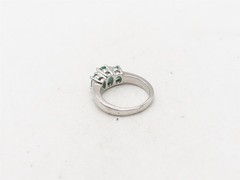 $7000 3 Stone 2.30ct Natural Colombian Emerald Platinum Band Ring 8g