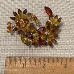 Lot Of 3 Vintage Brooch Pins All Prong Set Rhinestones 1 Signed Austria Flowers