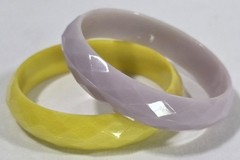 Vintage MCM Diamond Cut Pattern Black Yellow/Lavender Bracelets Set Of 2