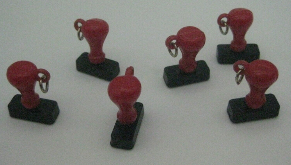 6 Vintage Plastic Hand Stamp Love Kisses I’m Your Gal Fragile Air Mail Charm Lot