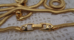 Vintage NAPIER Gold Tone Snake Chain Faux Pearl Lariat NECKLACE