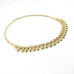 Vintage B&B Gold Filled Curb Chain Necklace Ball Fringe 15.5in Signed