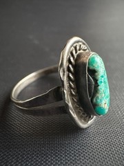 Vintage Silver Native American Turquoise Ring Handmade Size 8.25 US