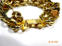 VINTAGE TWO TONE TEXTURE GOLD TONE CHAIN LINK 7″ BRACELET