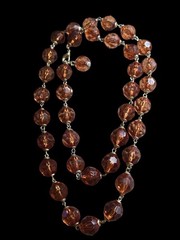 Vintage Amber Color Beaded Necklace 32 In
