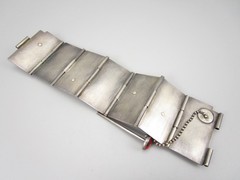 UNUSUAL ARTISAN LISA FIDLER STERLING WOOD RULER INSECT FOUND OBJECT BRACELET