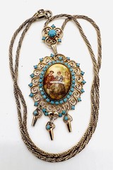 JULIANA Delizza & Elster Turquoise Rhinestone Transfer Necklace Vintage Jewelry