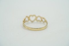 Vintage 1990s 10k Diamond Cut Heart Ring Size 7.25 0.89g