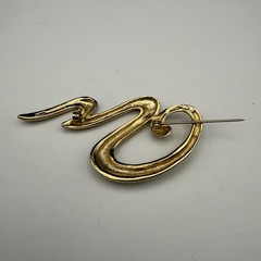 Vintage Modernist Abstract Gold Tone Brooch Pin Sculptural Statement Jewelry