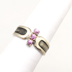 Vintage Elegant RING Silver 925 with Chic Bright Stones -size: 8US (18.5mm)| #46