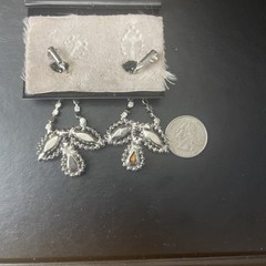 RJ Graziano clip statement chandelier rhinestone/crystal bead earrings/Clip on