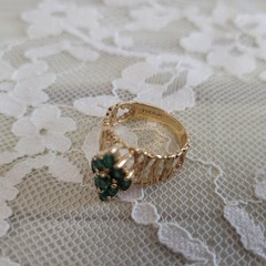 14K Natural Emerald Ring, Yellow Gold, 1 TCW Marquise Cut F2, Vintage Artisan