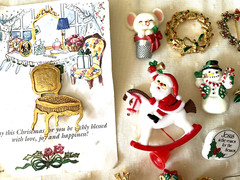 Vintage Christmas Jewelry Lot of 17 Pieces Earrings Pins Brooch Mixed Material