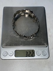 Vintage Signed Margot De Taxco Sterling Silver Hinged Bangle Bracelet