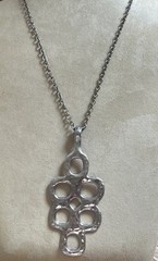Vintage B+D Dennung Denmark sterling silver Overlay pewter pendant 24” necklace