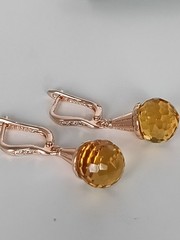 Vintage 1990-s 14 Ct Rolled Gold Citrine Zircons Earrings – Hallmarked 585 RG