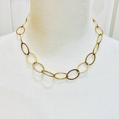 VTG Oval Link Chain Necklace Gold Filled 5mm Choker 12.8gr Chunky Matte 16.5”