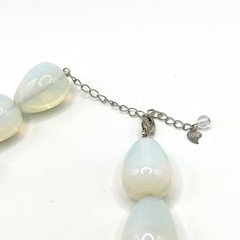 Vintage Chunky Signed HDNY Opalite Opaline Stone Statement Necklace 16”