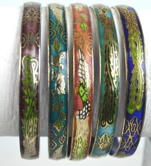 Vintage Cloisonné Enamel Bangle Bracelets Set of 5 Multicolor.