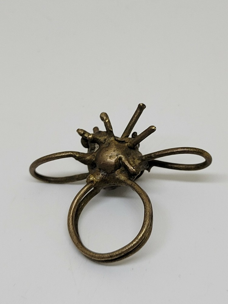 Vintage Brutalist Modernist Brass Abstract Free Form Ring Size 6