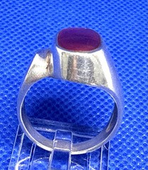 Y59 Modernist 2 Ct. Carnelian 925 Silver Seal RING Size 9.5 Vintage Asymmetrical