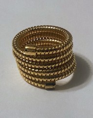 Vintage Unsigned Gold Tone Tubogas Coiled Ring, Flexible Ribbed Size 9.5-10