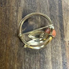 Vintage Rose Circle JMS Signed Brooch Pin 1/20 12K Gold Filled 2.72 Grams