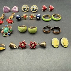 Vintage Clip On Earrings Lot 12 Pair Costume Jewelry.