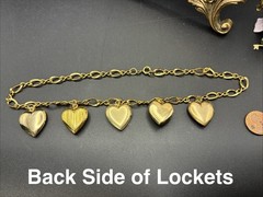 32g Vintage Estate 12k Gold Filled Charm NECKLACE + All GF Hearts Lockets Photos